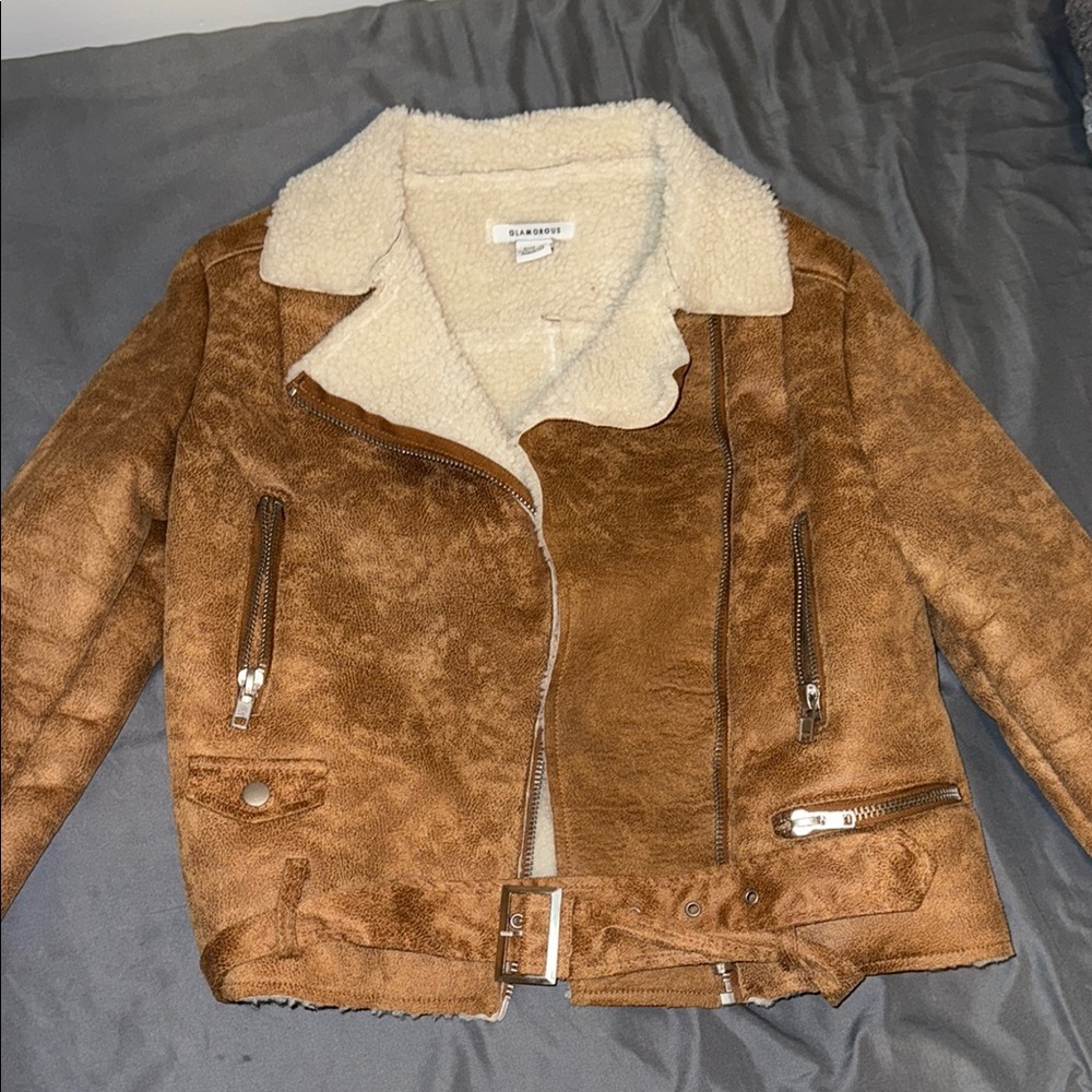 Zara Tan and Cream Teddy Jacket with Sherpa Lining - Picture 1 of 4